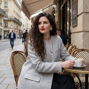 ZARA BASIC Grey Collarless Frock Coat Longline Blazer Jacket Size S